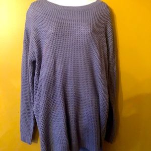 Blue waffle tunic or mini dress high low hem xl